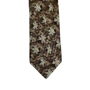 Ermenegildo Zegna Brown Abstract Floral Silk Tie
